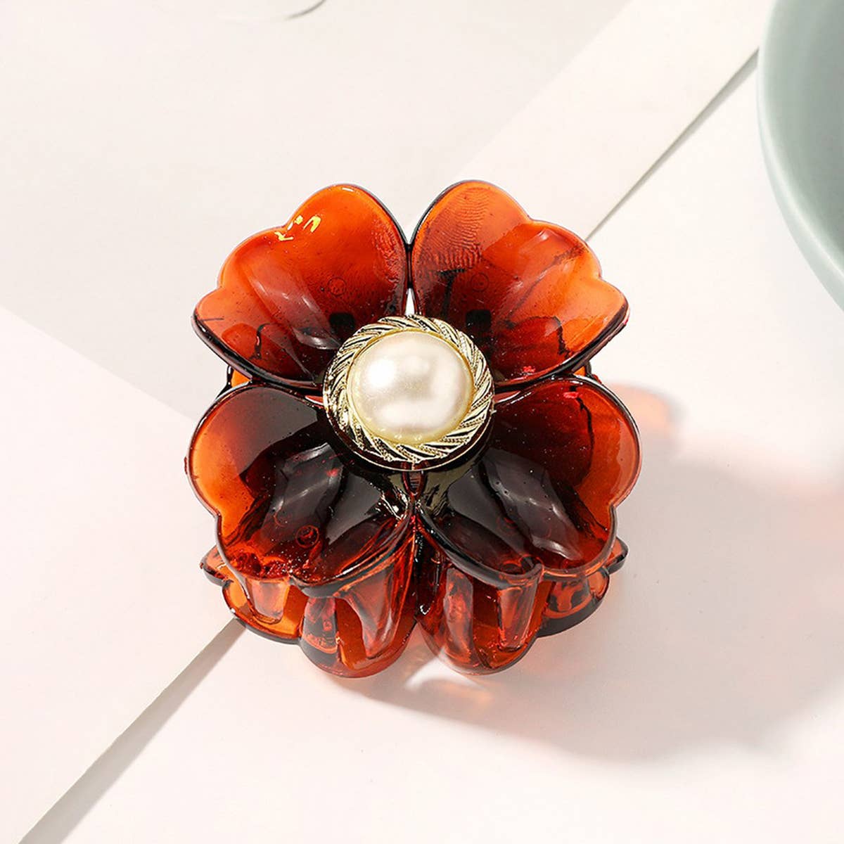 LARGE PEARL FLOWER HAIR CLAW ELEGANT UPDO CLIP_CWAHA0408