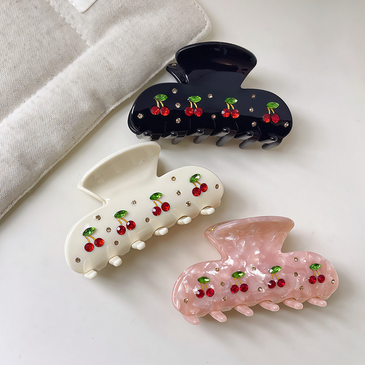 CHERRY ACETATE HAIR CLAW 8CM CUTE TRENDY CLASP_CWAHA1334