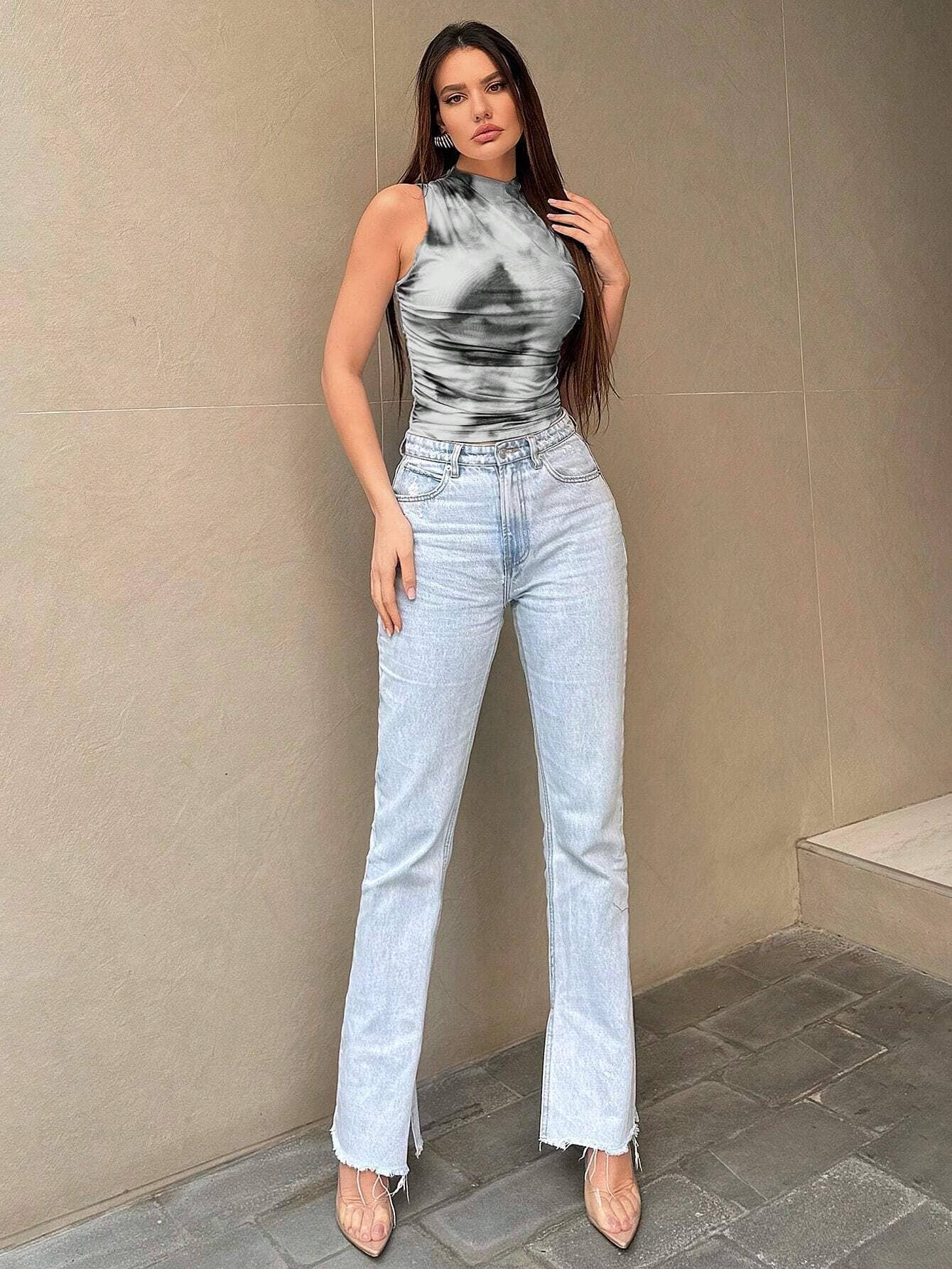 Womens Street Style Graphic Mesh Tank Top