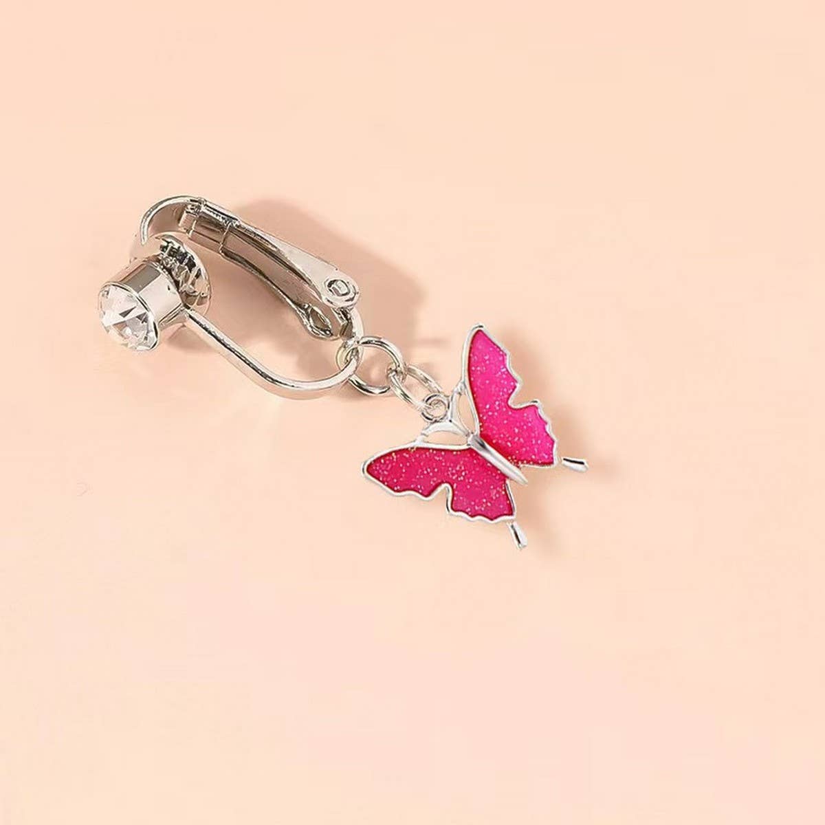 NON PIERCED BUTTERFLY OIL DROP BELLY BUTTON CLIP_CWMM9469