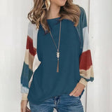 Women Color Matching Puff Sleeve Blouse_Cwtbll0578