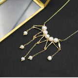 Womens Vintage Tassel Natural Pearl Necklace