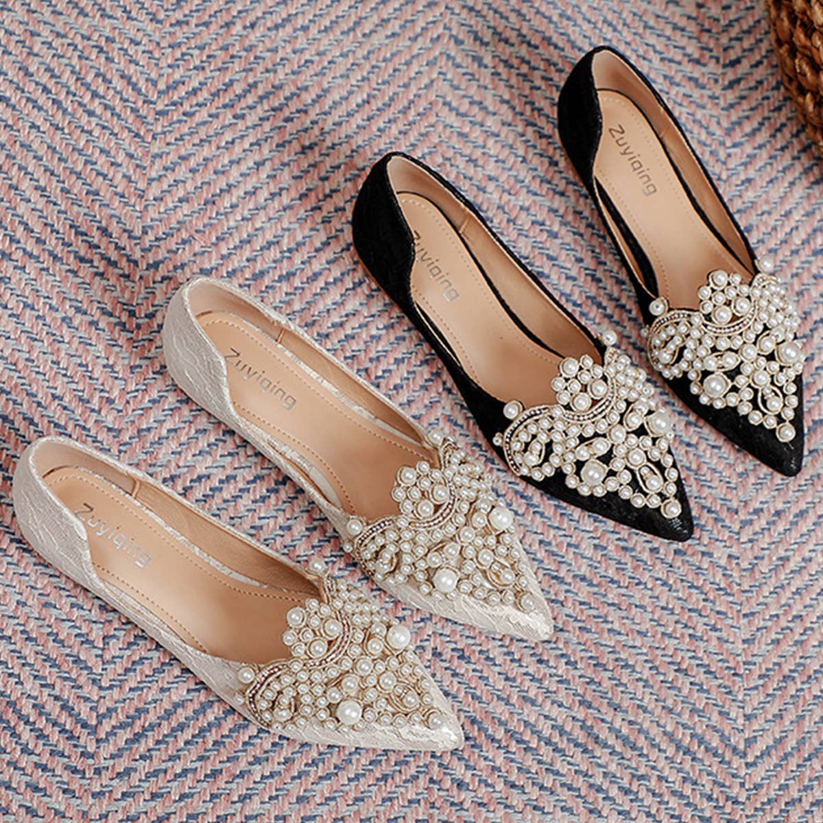 LACE PEARL BALLET FLATS FOR WOMEN BRIDAL STYLE_CWSHF0010