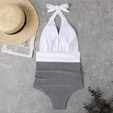 Womens Halter Backless One-Piece Swimsuit