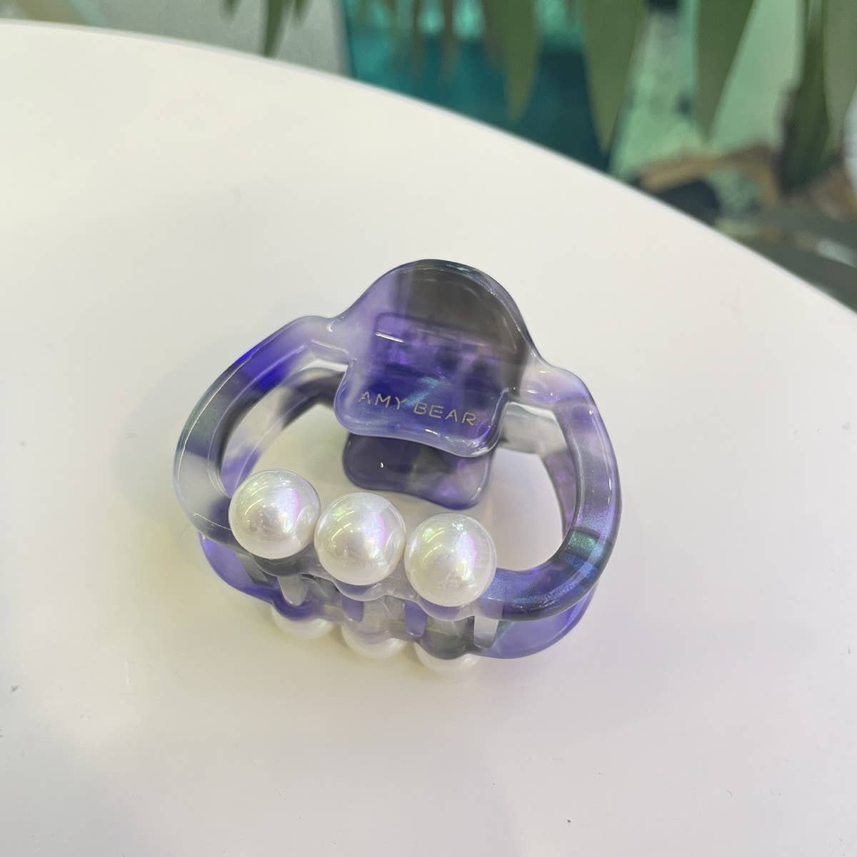 PEARL ACCENT HAIR CLAW THICK SQUARE ELEGANT CLIP_CWASC1600