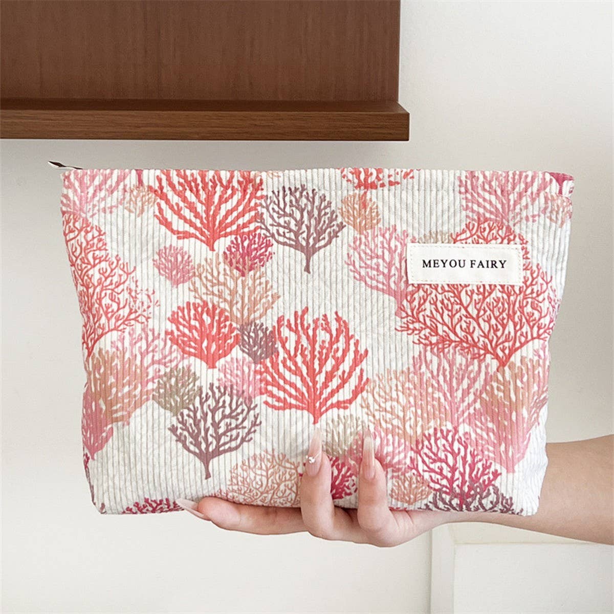 Corduroy Makeup Bag Large Travel Wash Hand Pouch_Cuab00734