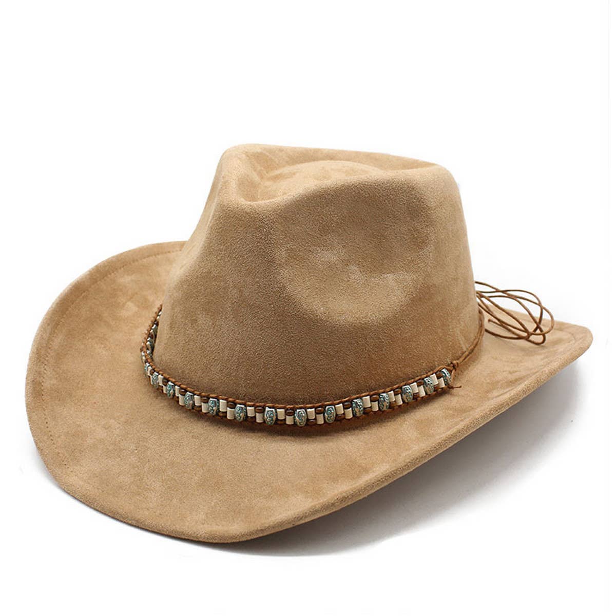 FELT SUEDE LIKE BEADED COWBOY FEDORA UNISEX HAT_CWAH0822