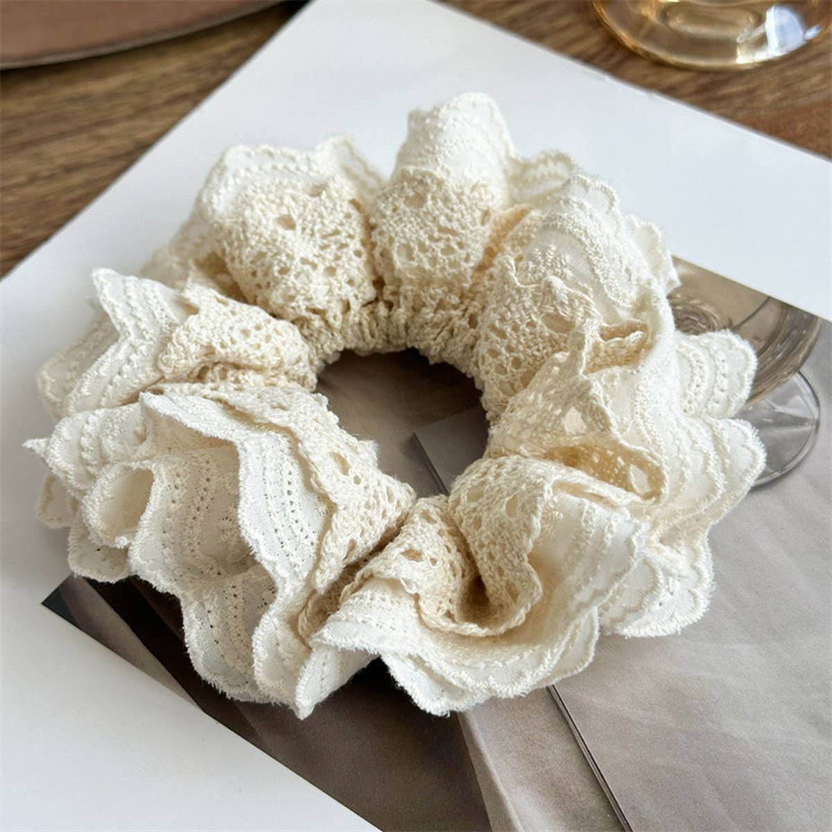 MULTI LAYER HOLLOW PLEATED HAIR RING HAIR ROPE_CWAHA1368