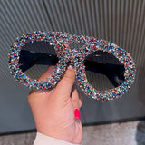 LARGE FRAME DOUBLE BEAM DIAMOND STUDDED SUNGLASSES_CWASG0833