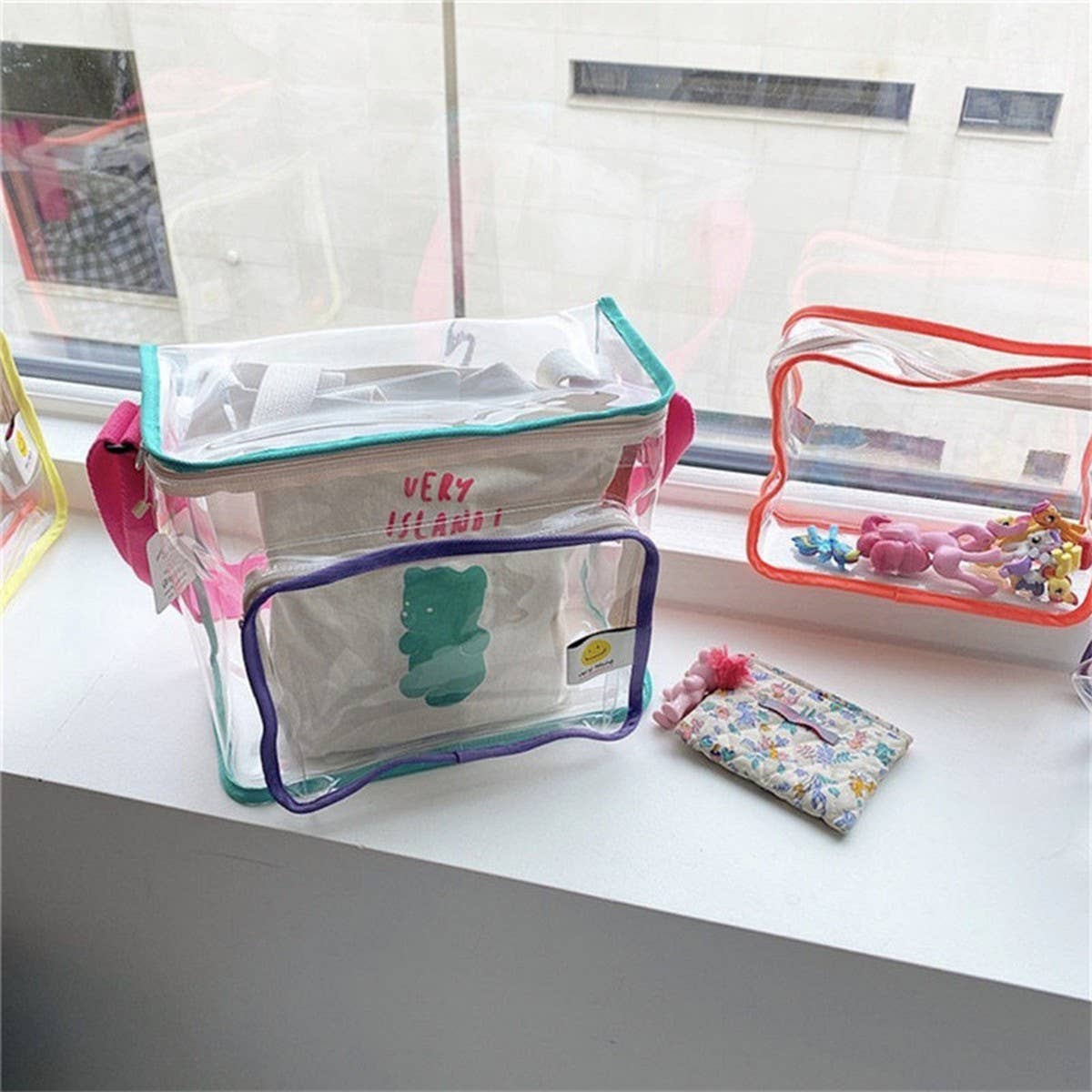 COLOR MATCHING TRANSPARENT BEACH BAG SHOULDER BAG_CWAB1921