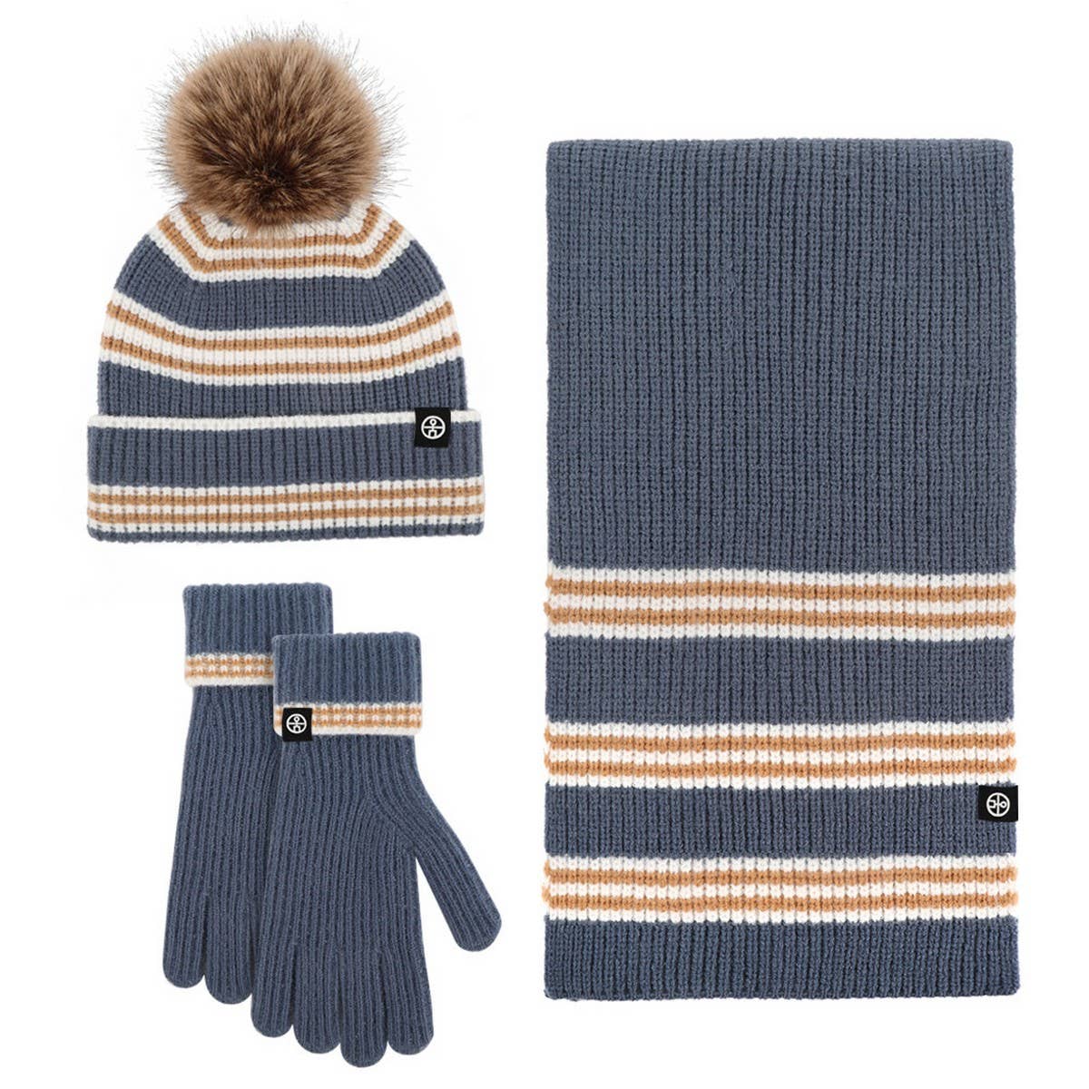 Winter Warm Outdoor Knitted Scarf Three-Piece Set_Cwmm2800