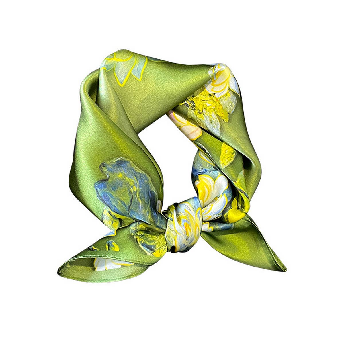 OIL PAINTING FLORAL SILK SQUARE SCARF FOR SUMMER_CWASC0627