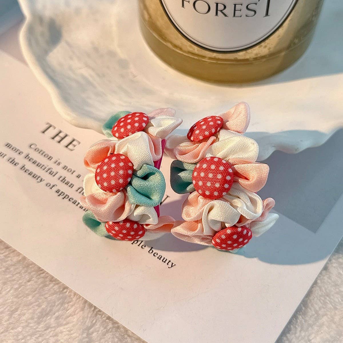 SWEET FABRIC FLOWER STUD EARRINGS HANDMADE FRESH_CWMM6281