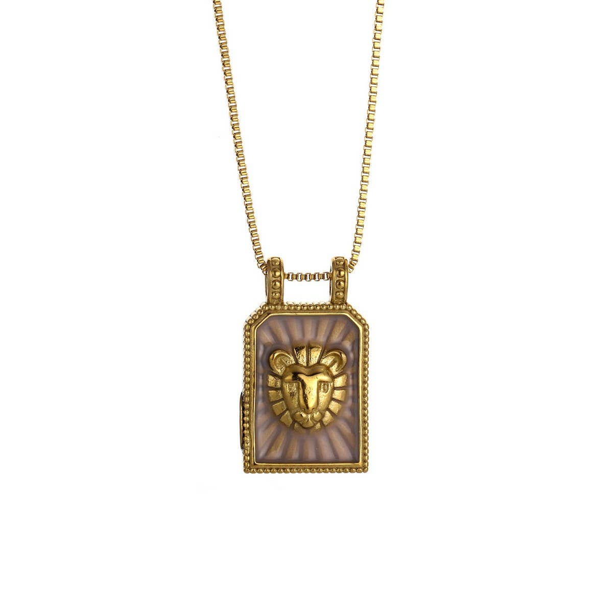 Vintage Square Zodiac Necklace With Enamel_Cwmm8840