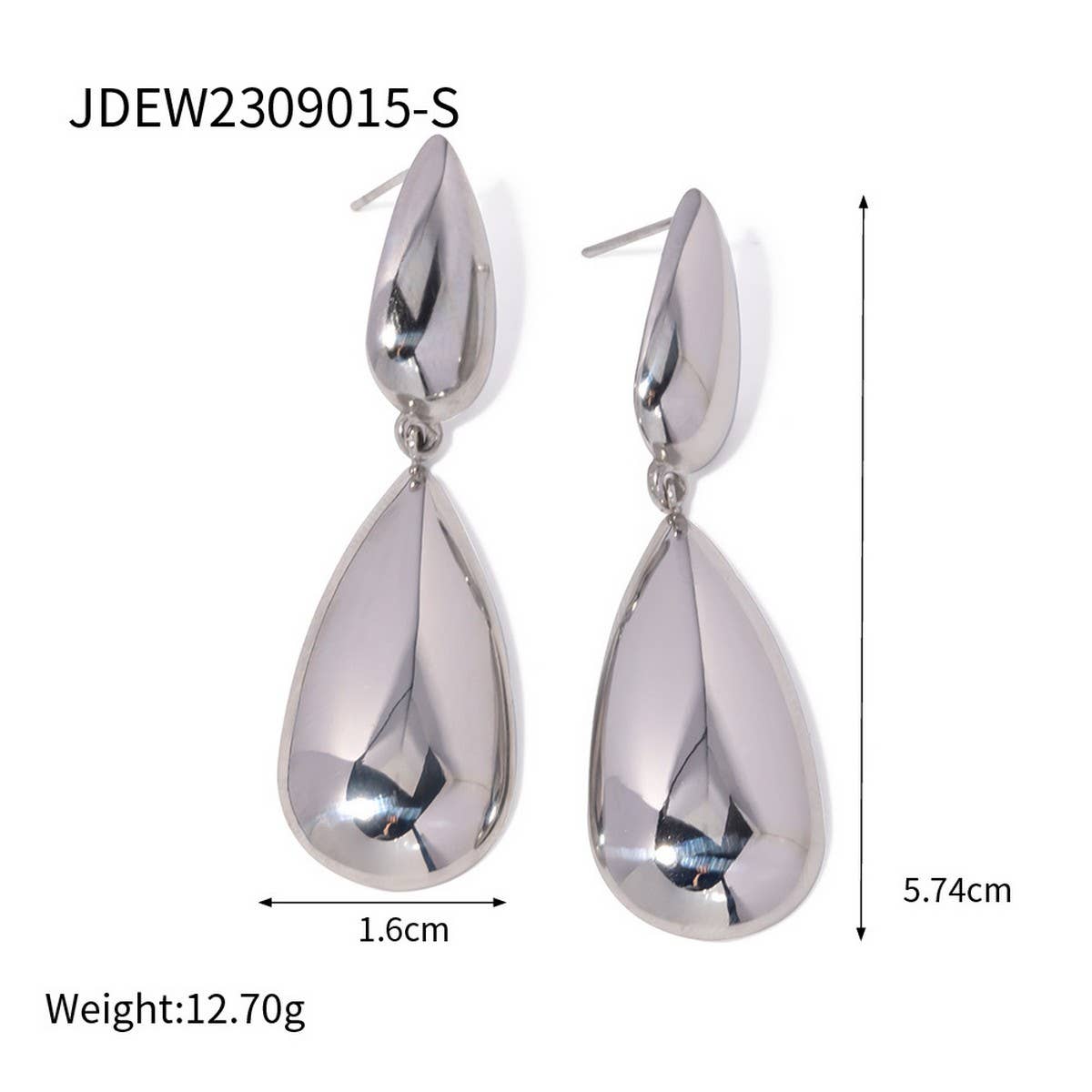 LIGHT LUXURY NICHE GOLD GLOSSY WATER DROP EARRINGS_CWASC1668