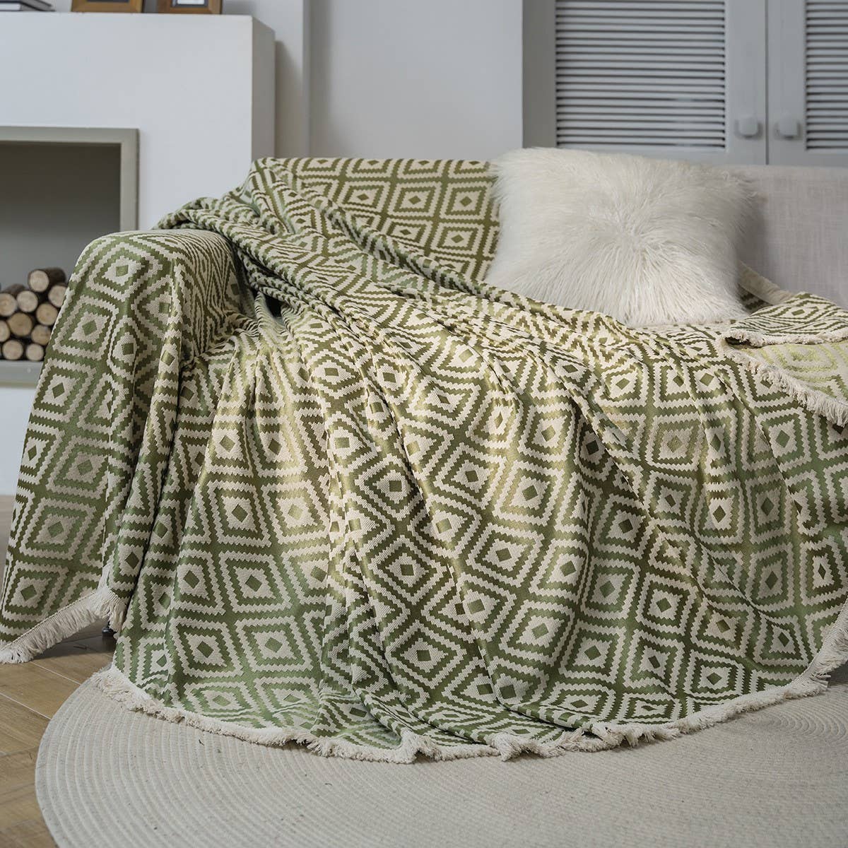 GEOMETRIC JACQUARD RETRO AMERICAN SOFA THROW_CWMM1652