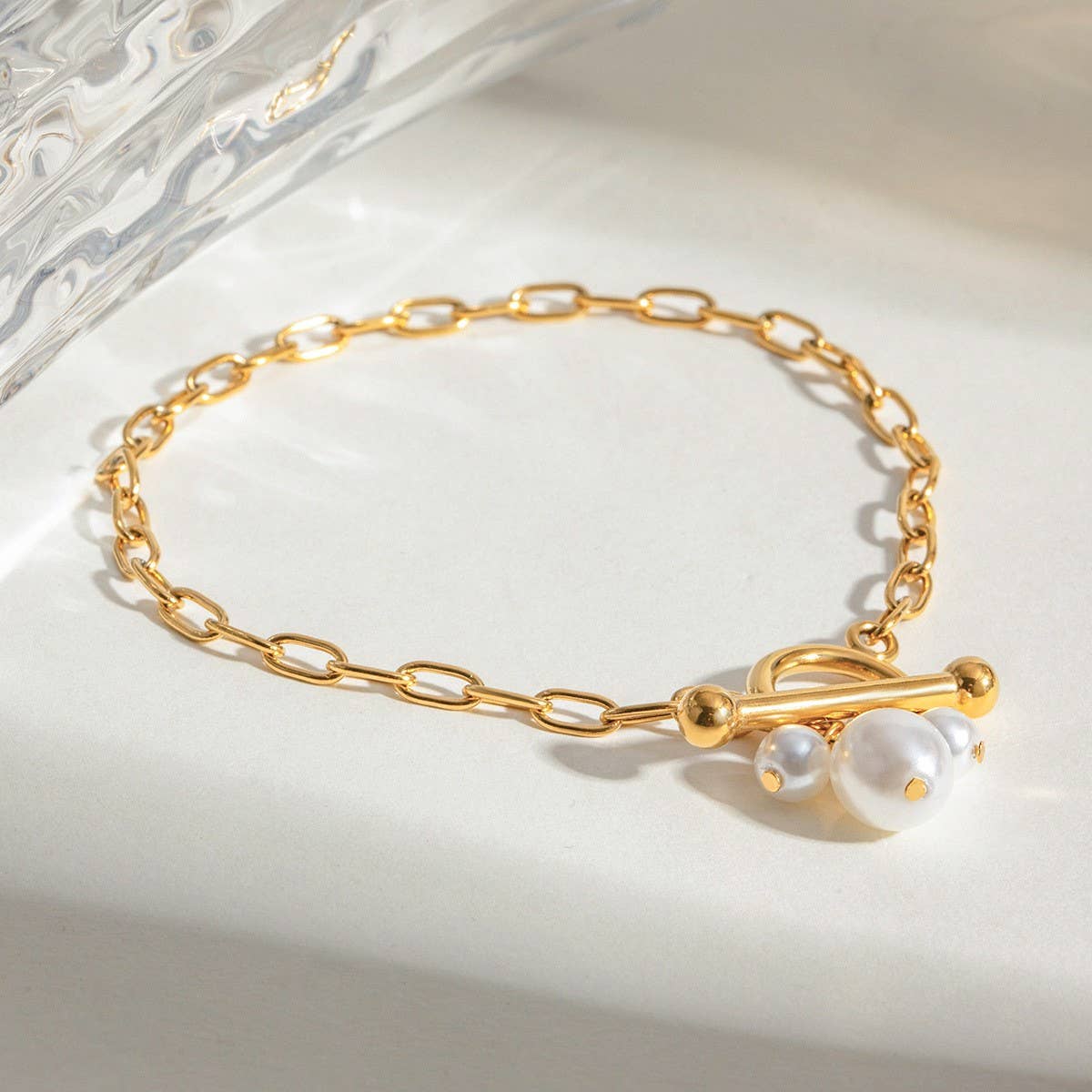 18K GOLD PEARL PENDANT BRACELET BOUTIQUE STYLE_CWAJE4883