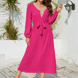 V-Neck Ruffle Pleated Bodycon Dress