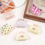 FLORAL BUTTERFLY HAIR CLAW CREAM PRINT CLIP_CWAHA2829