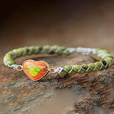 HEART SHAPED CHARM NATURAL STONE WOVEN BRACELET_CWAJE3915