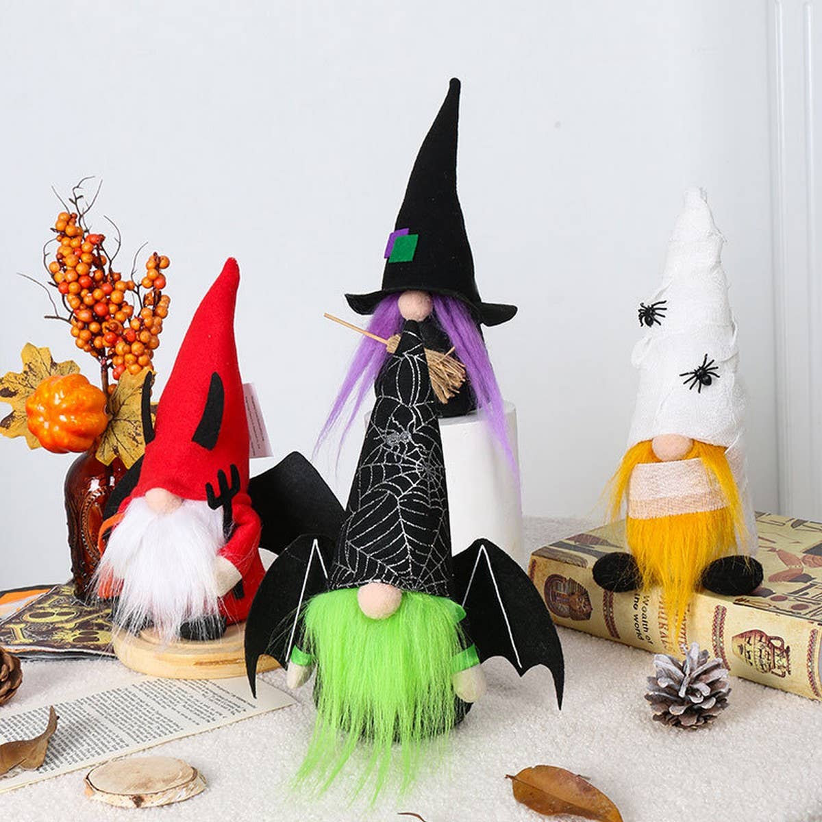 CUTE FACELESS BAT GNOME HALLOWEEN FIGURINE_CWMM9893
