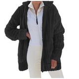 Warm Plush Mid-Length Coat With Solid Lapels