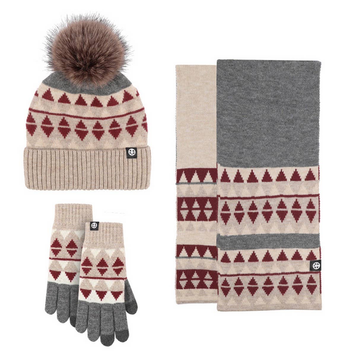 KNITTED GLOVES SCARF HAT WOOL THREE PIECE SET_CWMM2778