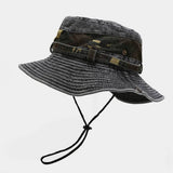 CAMOUFLAGE WIDE BRIM SUN HAT WITH CHIN STRAP_CWAH3827