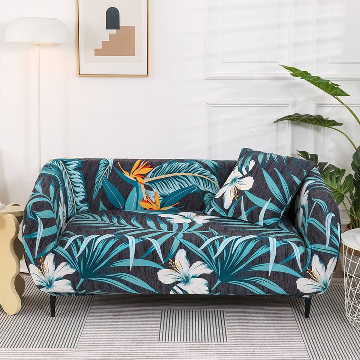 STRETCH SOFA COVER SOLID PRINT ALL IN ONE FIT_CWMM8309