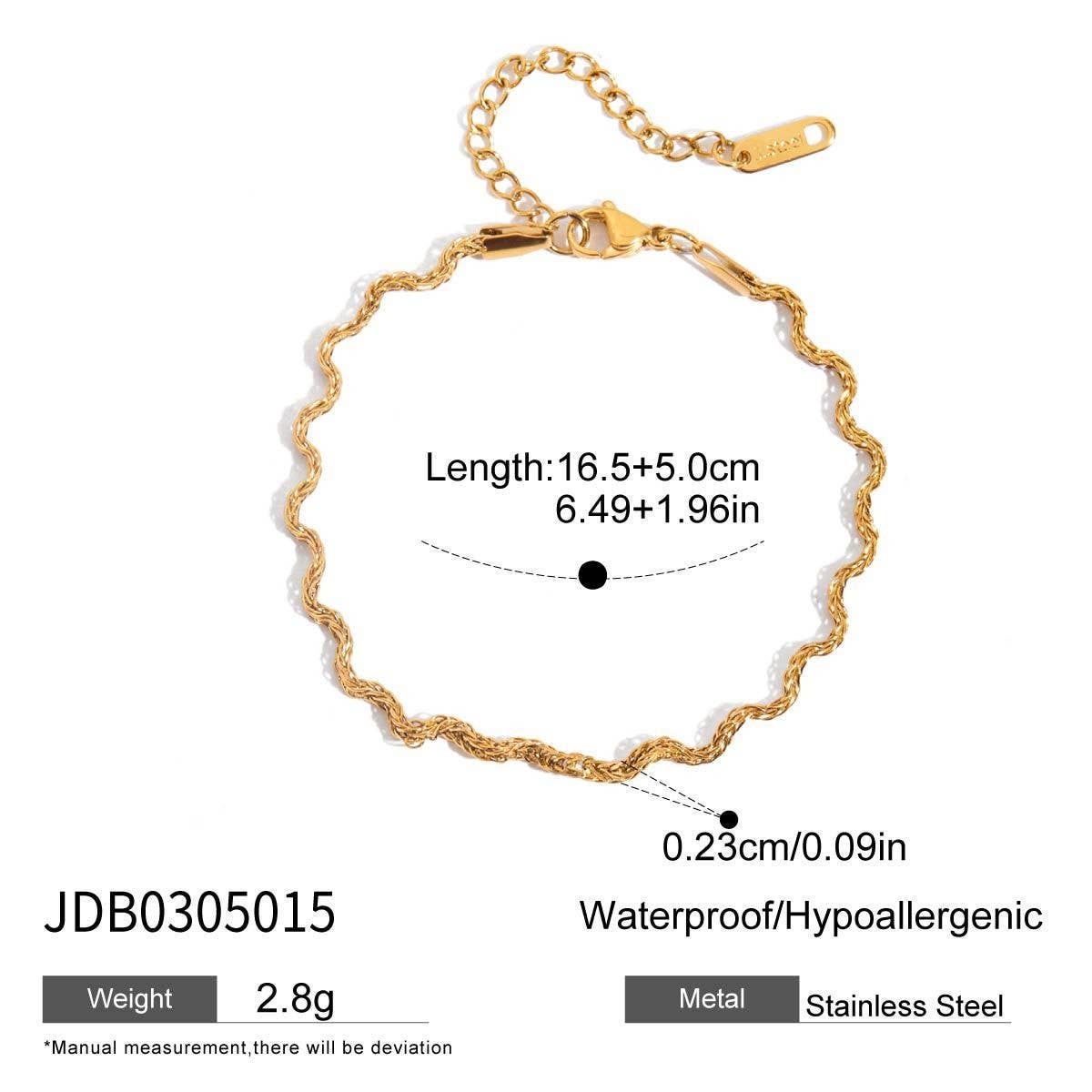 CLASSIC 18K GOLD MATTE FLAT CHAIN BRACELET_CWAJE4825