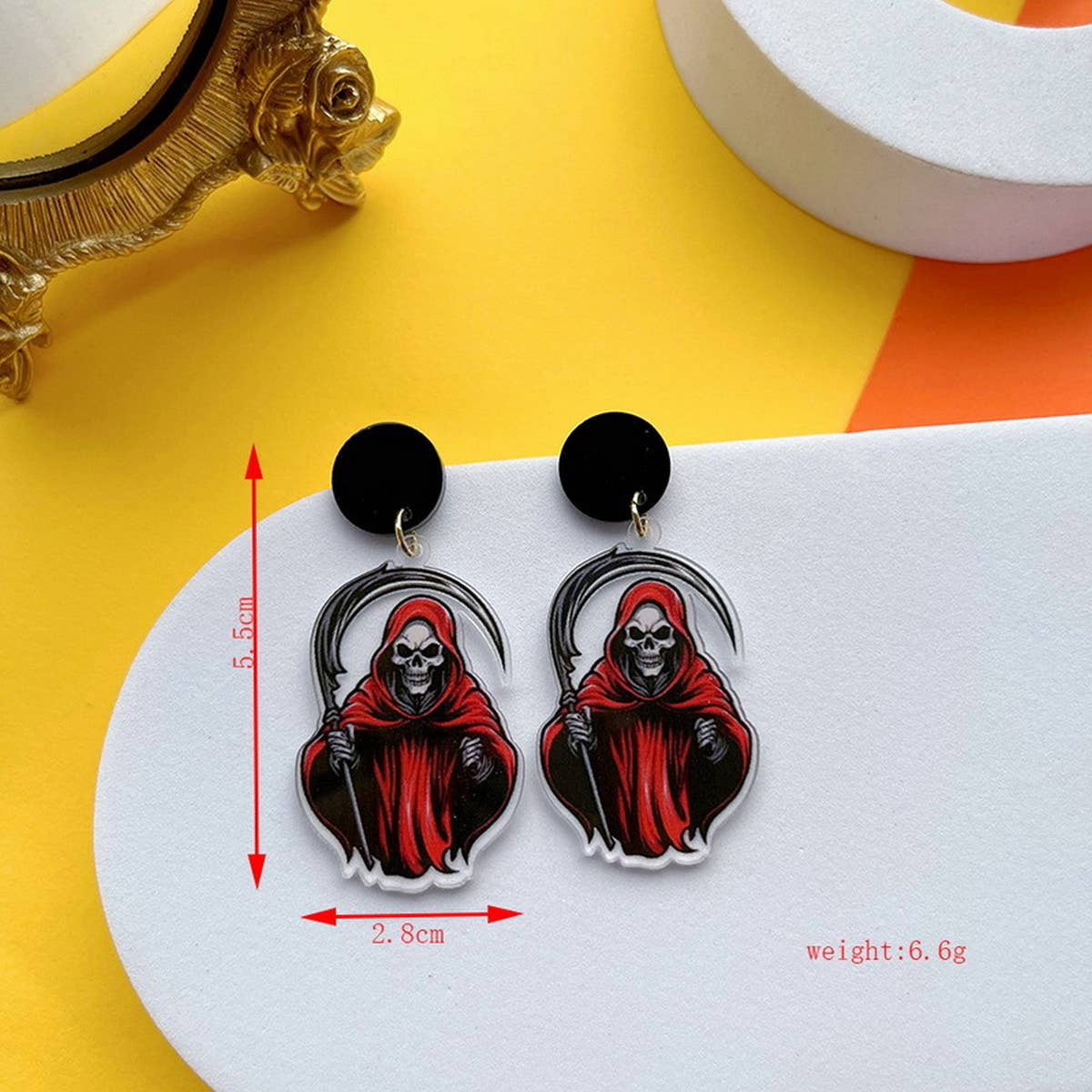 FUNNY HORROR SKULL GHOST EARRINGS_CWAJE2424