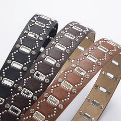 Women Popular Diamond Rivet Punk Style Belt_Cwabe0585