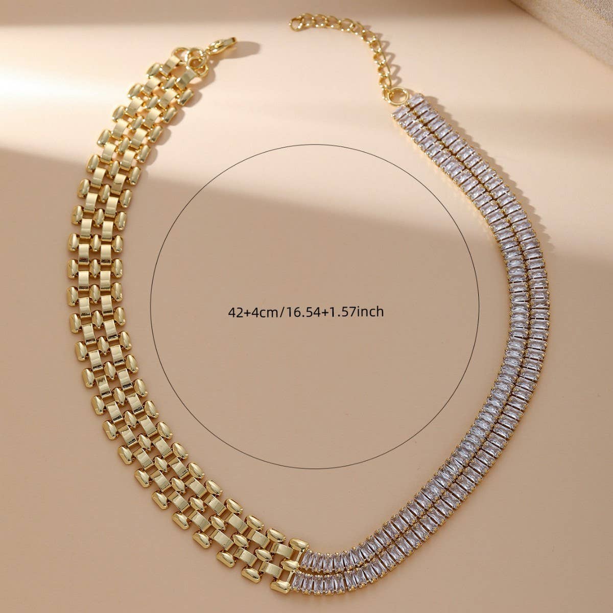 DIAMOND CHAIN MOSAIC GEOMETRIC CLAVICLE NECKLACE_CWMM3579
