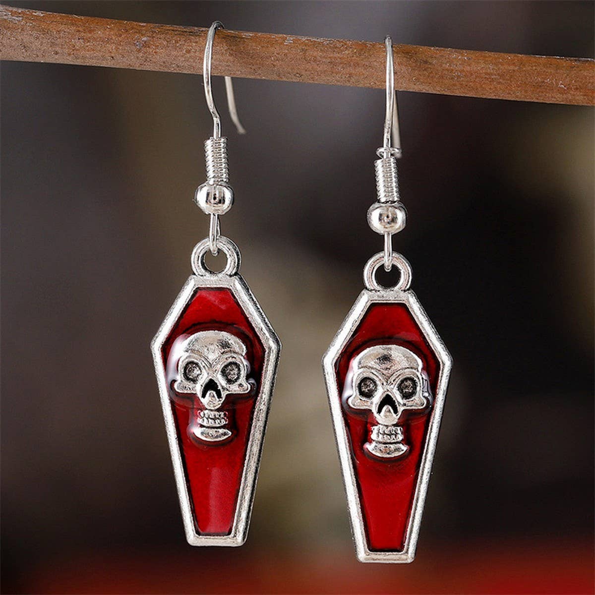 HALLOWEEN VINTAGE CROSS SKULL EARRINGS_CWAJE1977