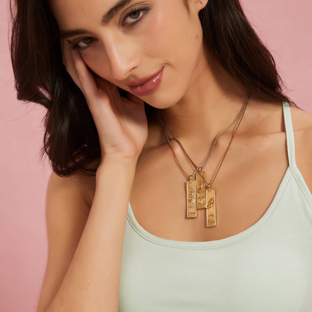 Zodiac Tag Necklace Stainless Ste Vintage Style_Cwmm8868