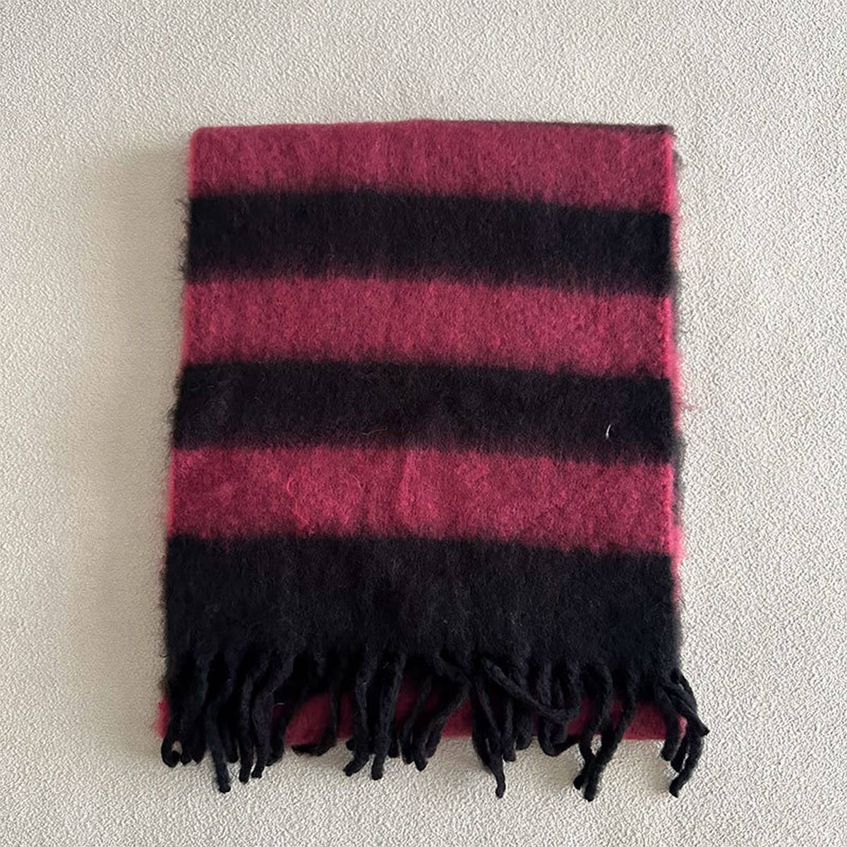 BLUE BROWN STRIPE SCARF THICK WINTER WRAP_CWASC2332