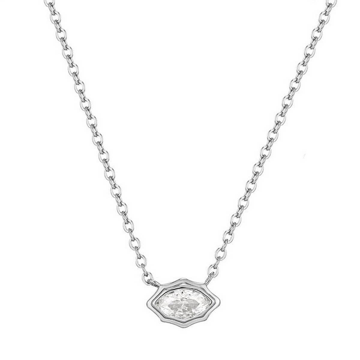 Zirconia Val Round Pendant Necklace_Cwmm5291