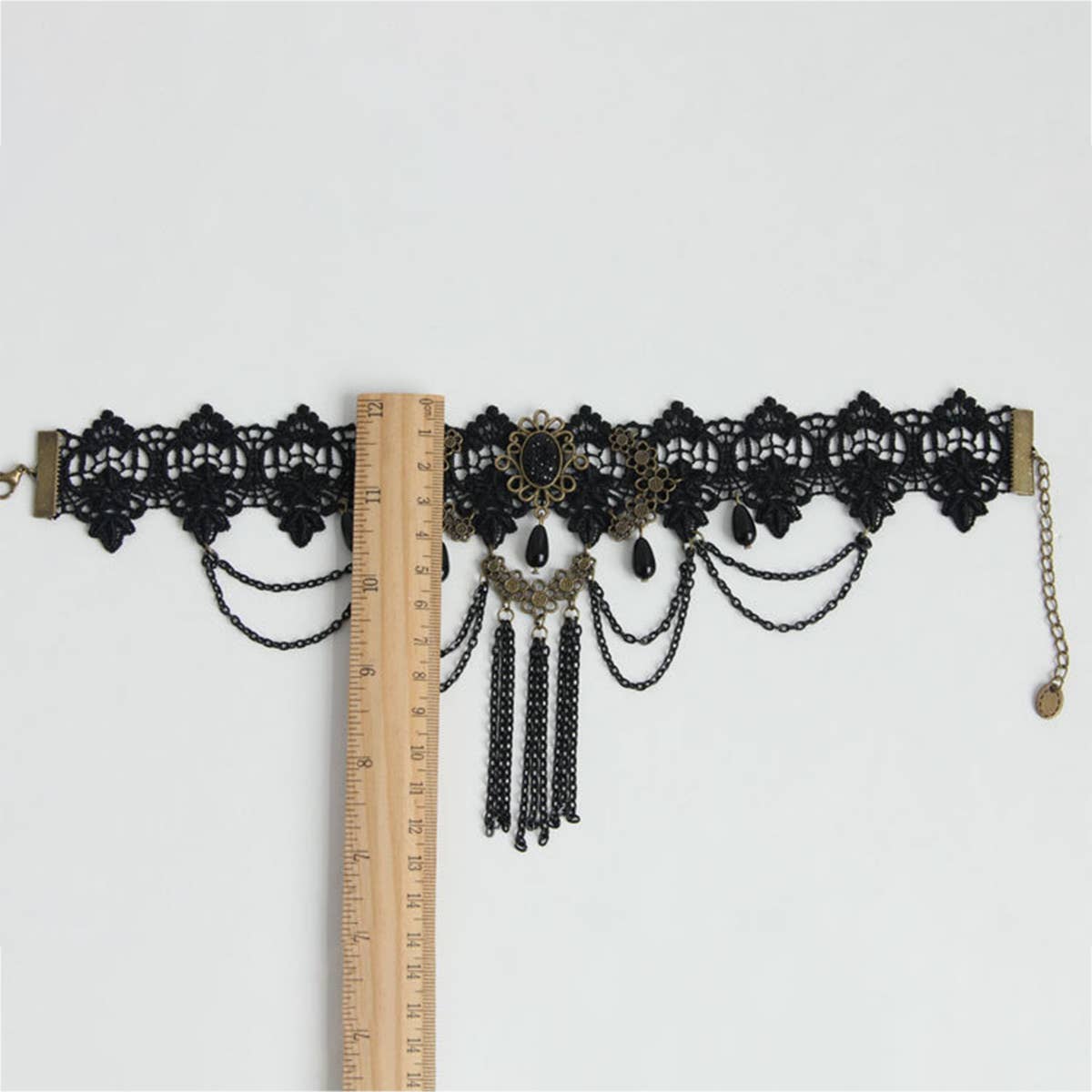 HALLOWEEN RETRO TASSEL CRYSTAL LACE SHORT NECKLACE_CWMM0166