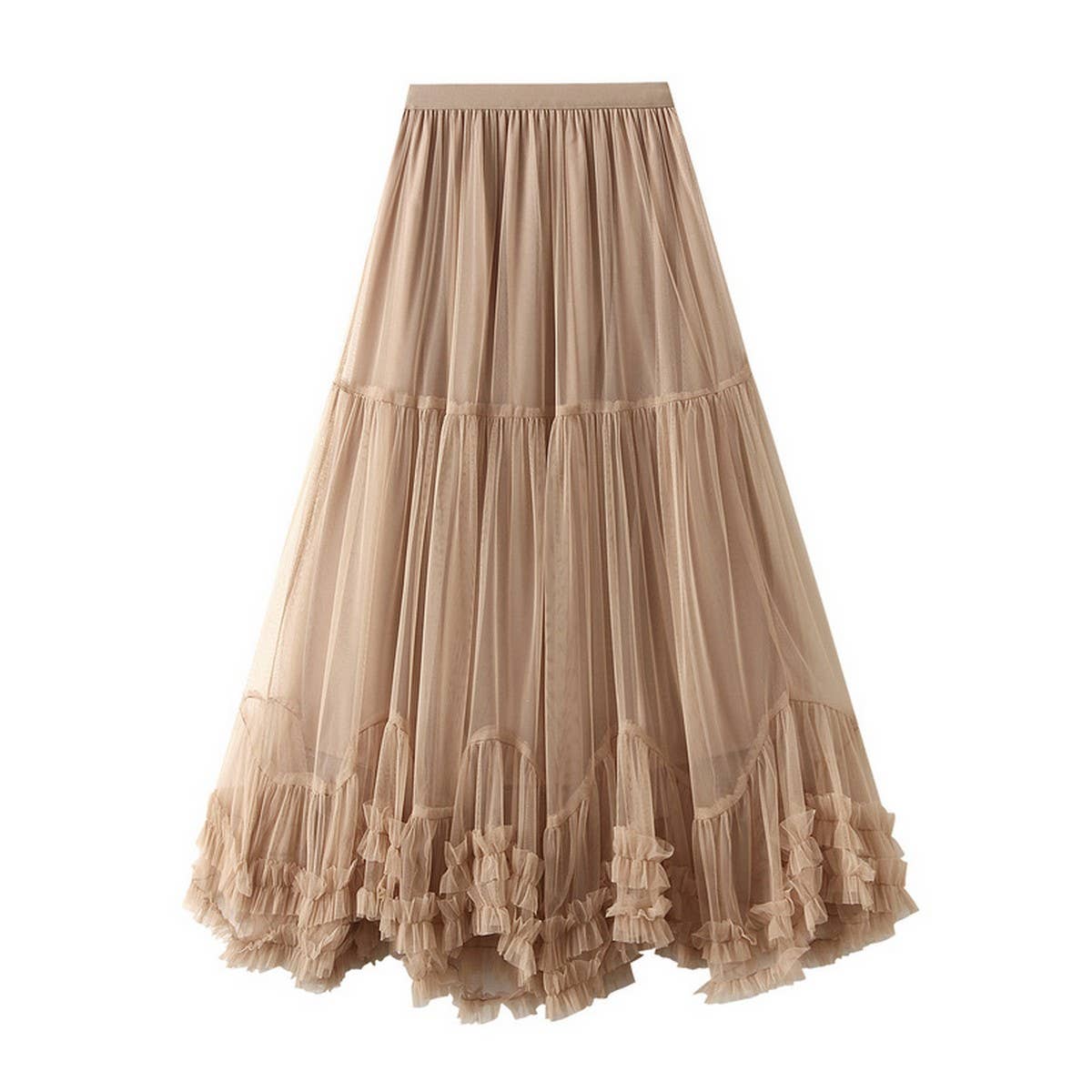 SWEET RUFFLE TULLE A LINE FLARED PUFF SKIRT_CWBMS0376