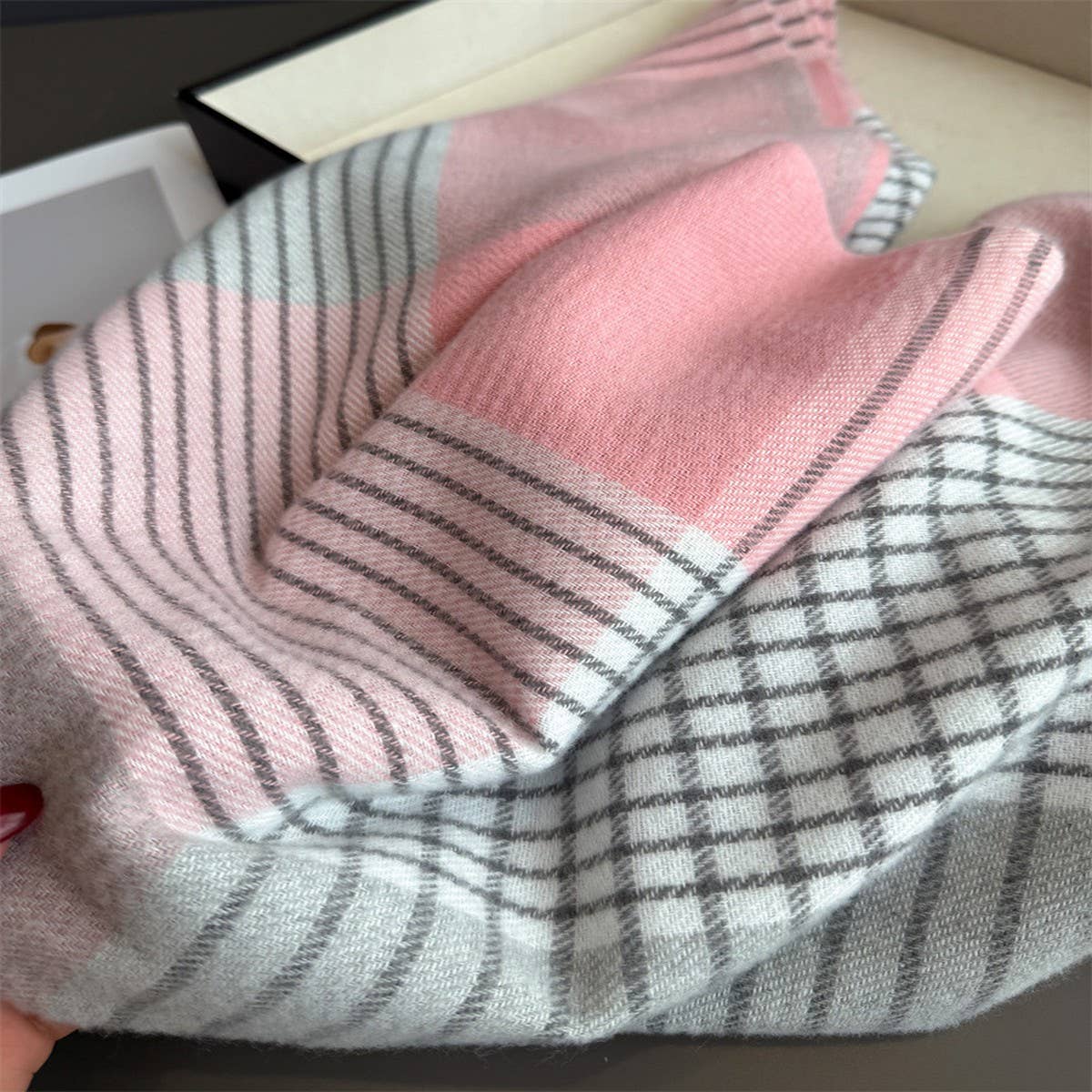 Colorblock Plaid Tassel Scarf Wrap For Winter_Cwasc03275