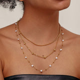 HEART IMITATION PEARL SWEATER CHAIN NECKLACE_CWMM3680