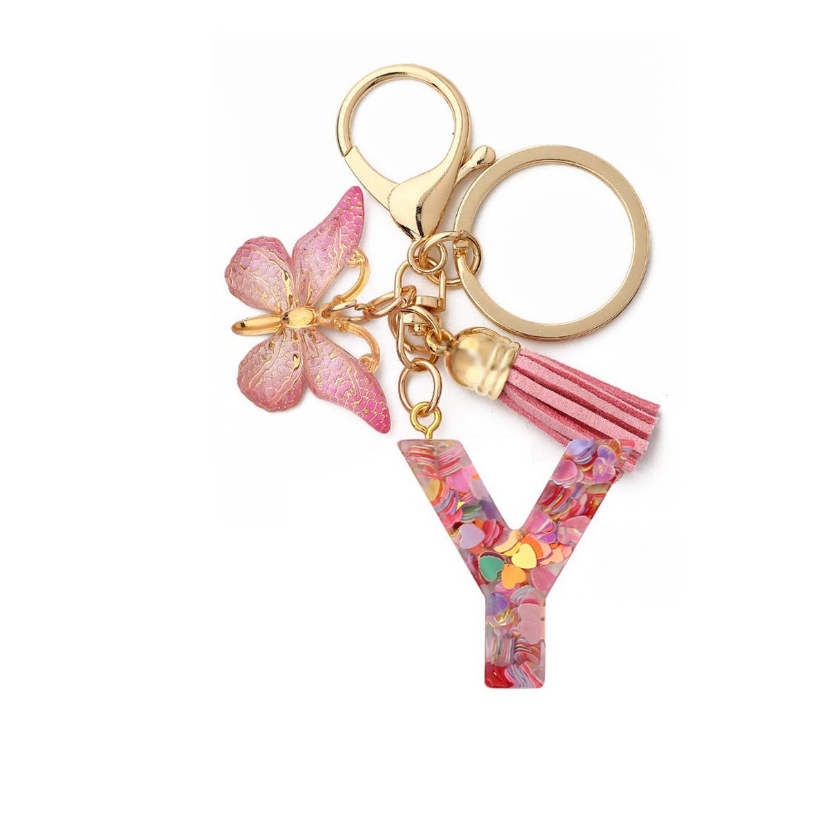 CRYSTAL LETTER SEQUIN RESIN KEYCHAIN_CWAJE0663