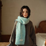 SOLID WOOL BLEND KNIT SCARF COLOR BLOCKED TRIM_CWASC2291