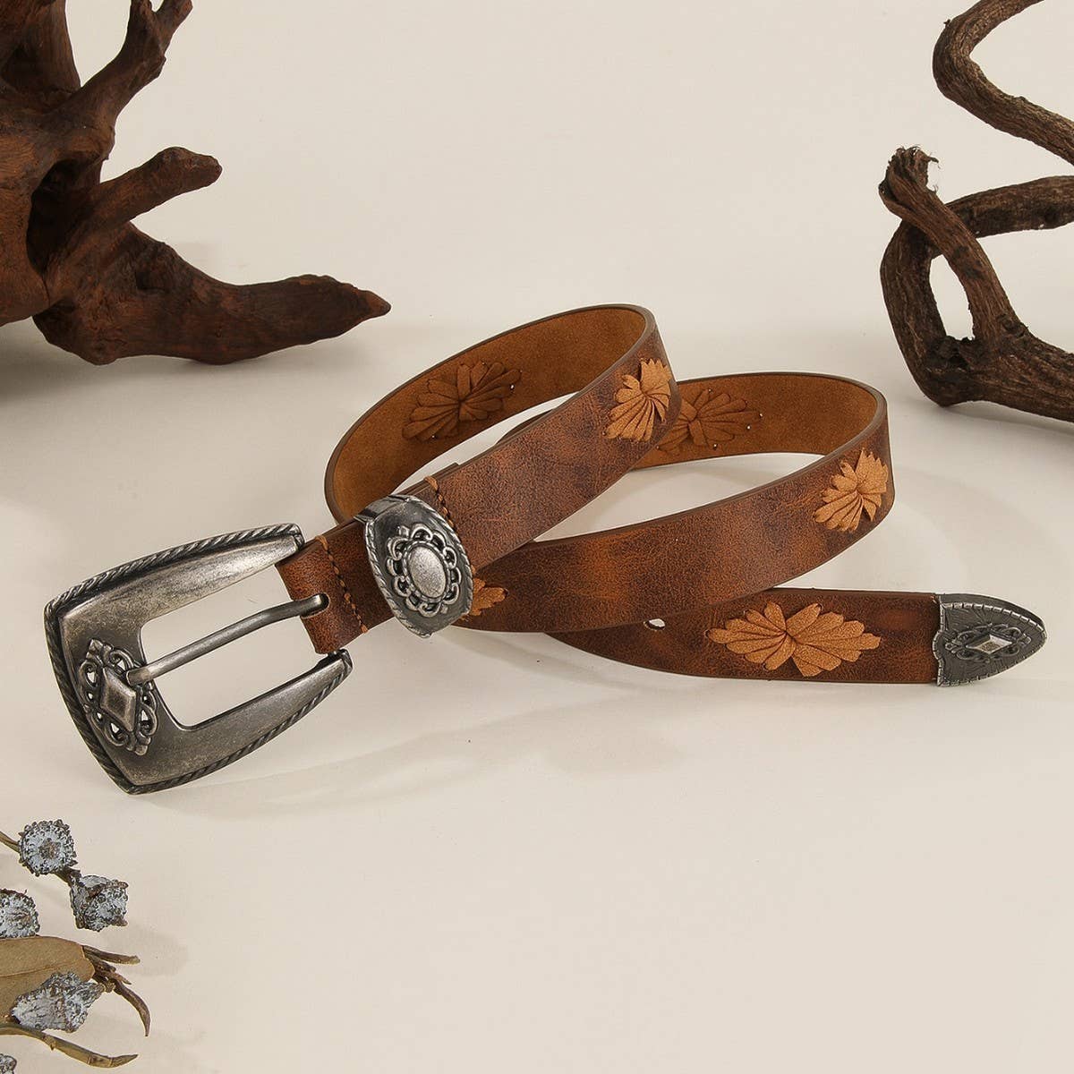 DENIM STYLE HAND WOVEN STRING PUNK STYLE RIVET BELT_CWMM3958