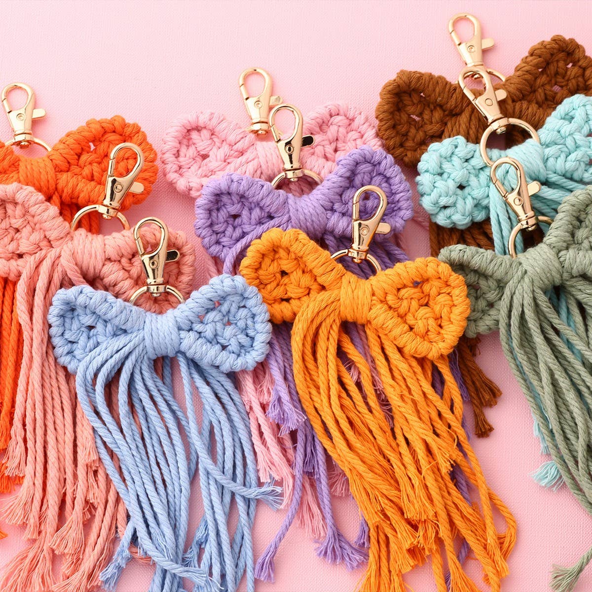 BOW TASSEL KEYCHAIN HANDCRAFTED WRIST STRAP_CWAB5073