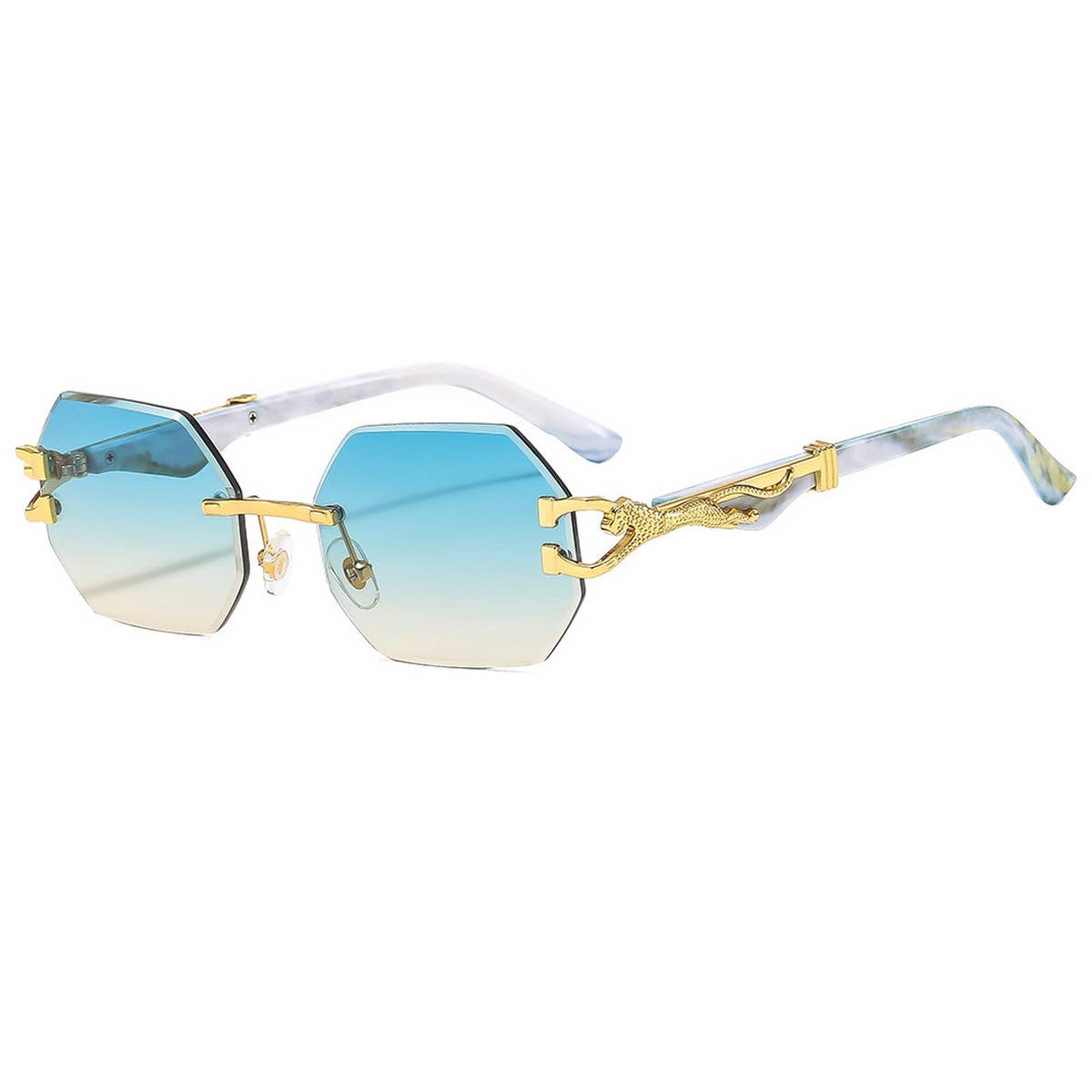 LEOPARD HEAD RIMLESS CUT EDGE SUNGLASSES_CWASG1151