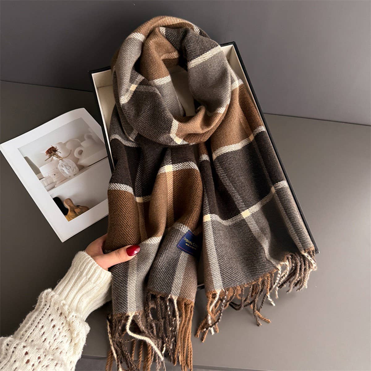 Vintage Soft Cashmere Feel Tassel Winter Scarf_Cwasc03236