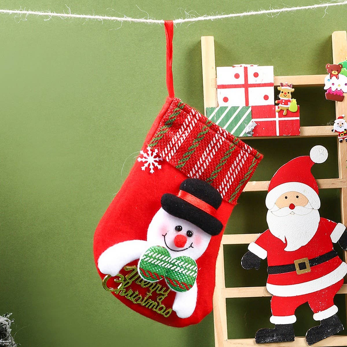 SEQUINED 3D SANTA CLAUS CHRISTMAS STOCKINGS_CWMS1421