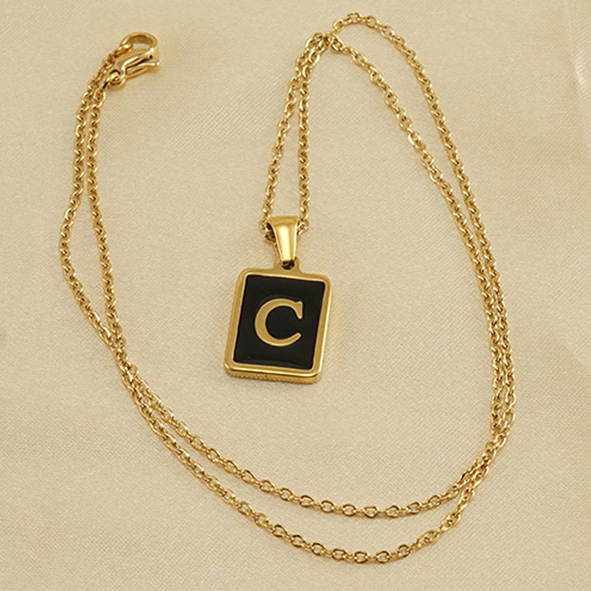 18K STAINLESS STEEL SQUARE 26 LETTER NECKLACE_CWAJE0679
