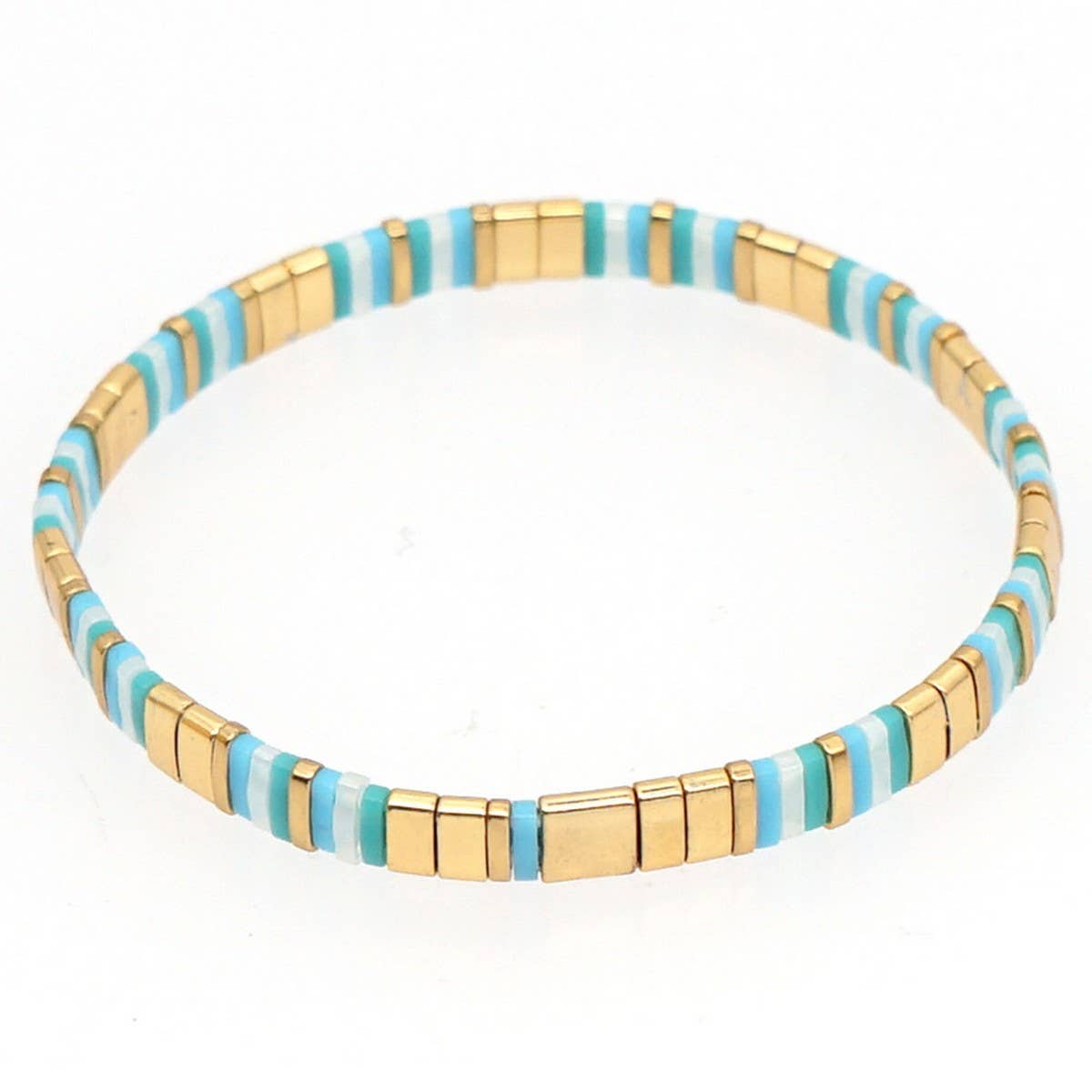 Multi-Layered Tila Beads Braided Gold Bead Bracelet_Cwmm3817